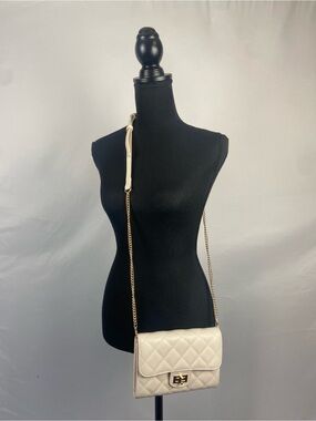 Women Quilted Crossbody Shoulder Bag in Cream